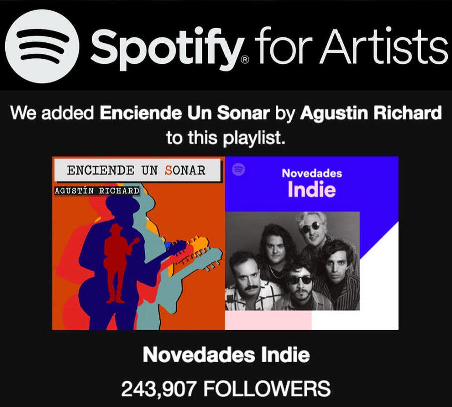 Promo flyer Agustin Richard on Spotify playlist Novedades Indie Promo flyer Agustin Richard on Spotify playlist Novedades Indie